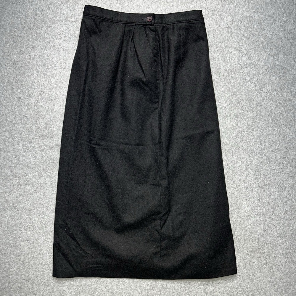Vtg Pendleton Wool Charcoal Gray Plaid Pleated Midi Academic skirt 8 Made in USA